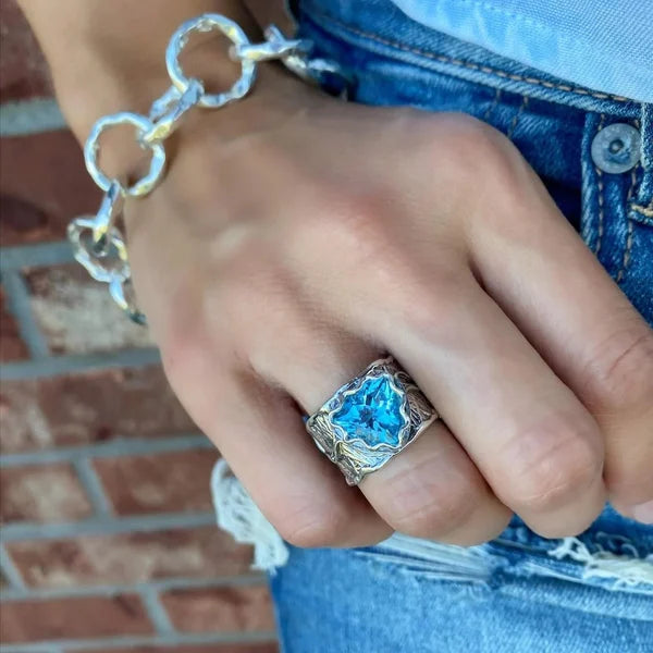 🎁Blue Topaz Silver Ring