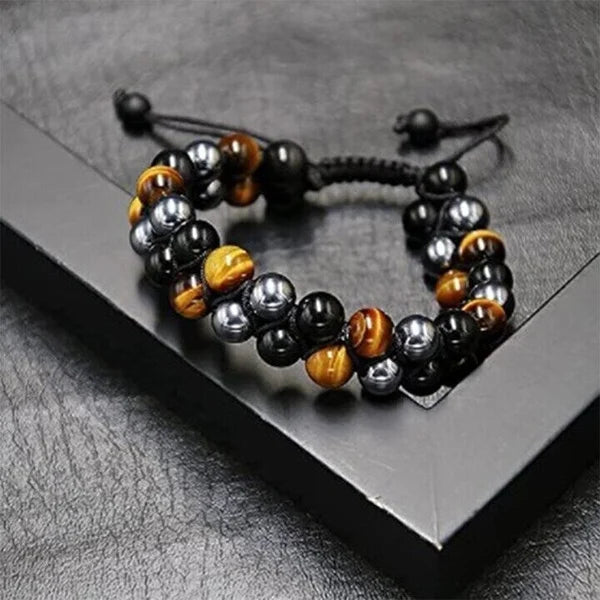 🔥Triple Protection Bracelet-Genuine Tigers Eye Agate and Black gallstone-The Perfect Gift