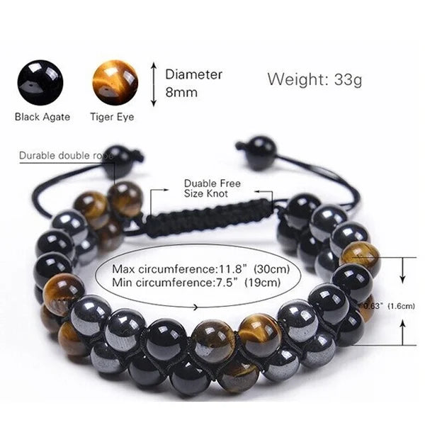 🔥Triple Protection Bracelet-Genuine Tigers Eye Agate and Black gallstone-The Perfect Gift