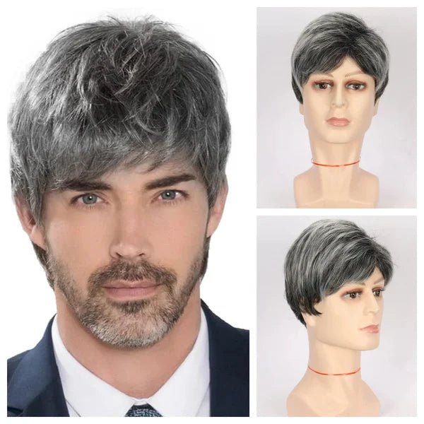 Business Natural And Realistic Full Wig For Medium-elderly Men