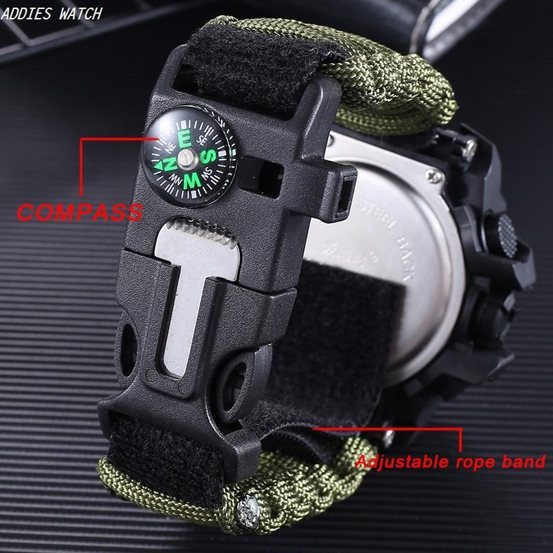 Survival LED Military Waterproof Watch With Multi Functions